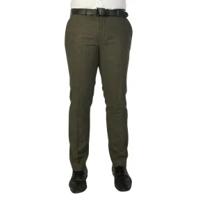 Oscar - Men's Olive Green Wool Blend Tweed Trousers