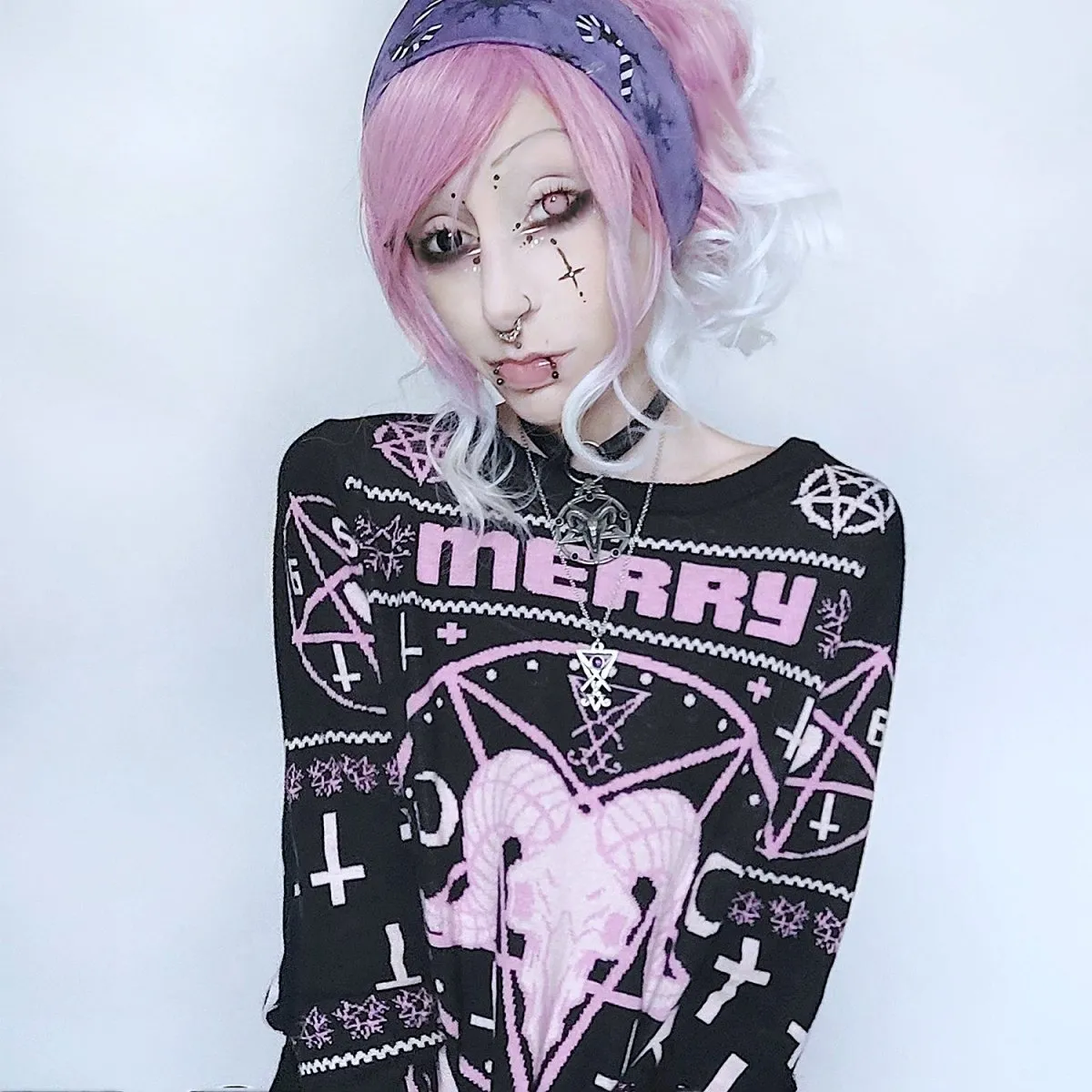 Pink Merry 666mas Knit Christmas Sweater