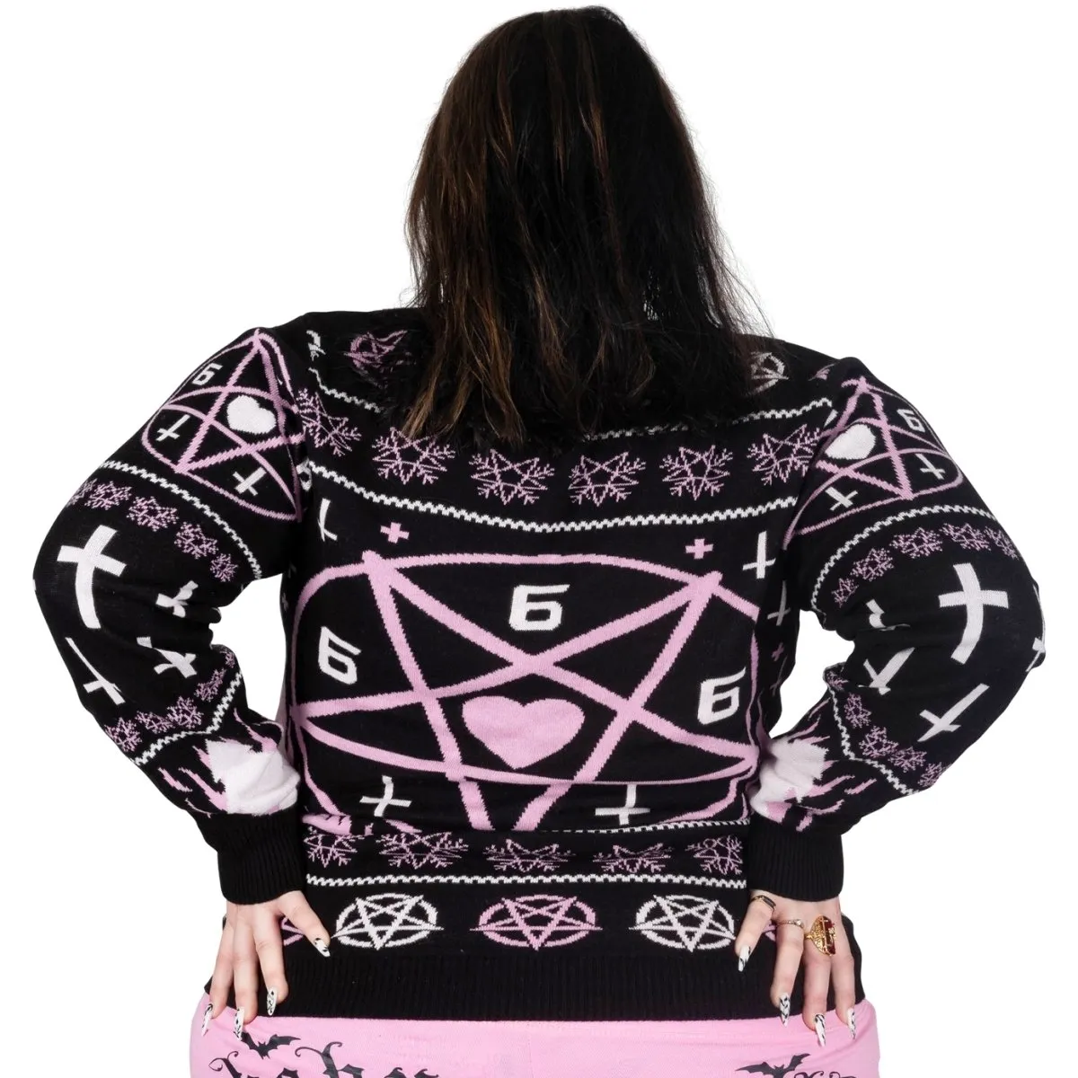 Pink Merry 666mas Knit Christmas Sweater