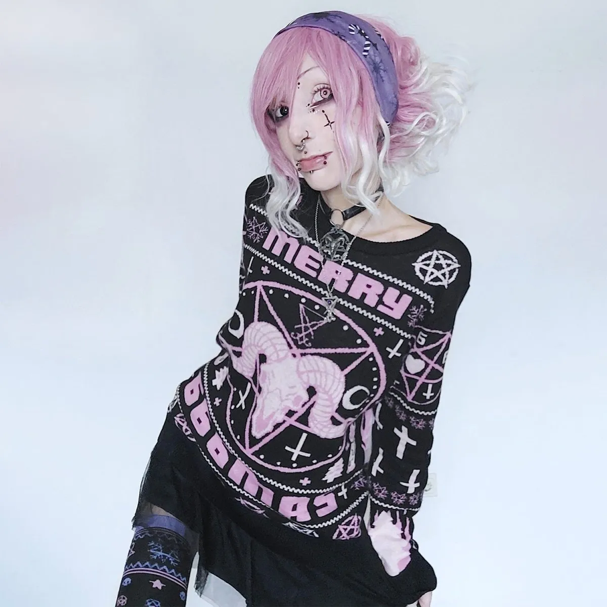 Pink Merry 666mas Knit Christmas Sweater