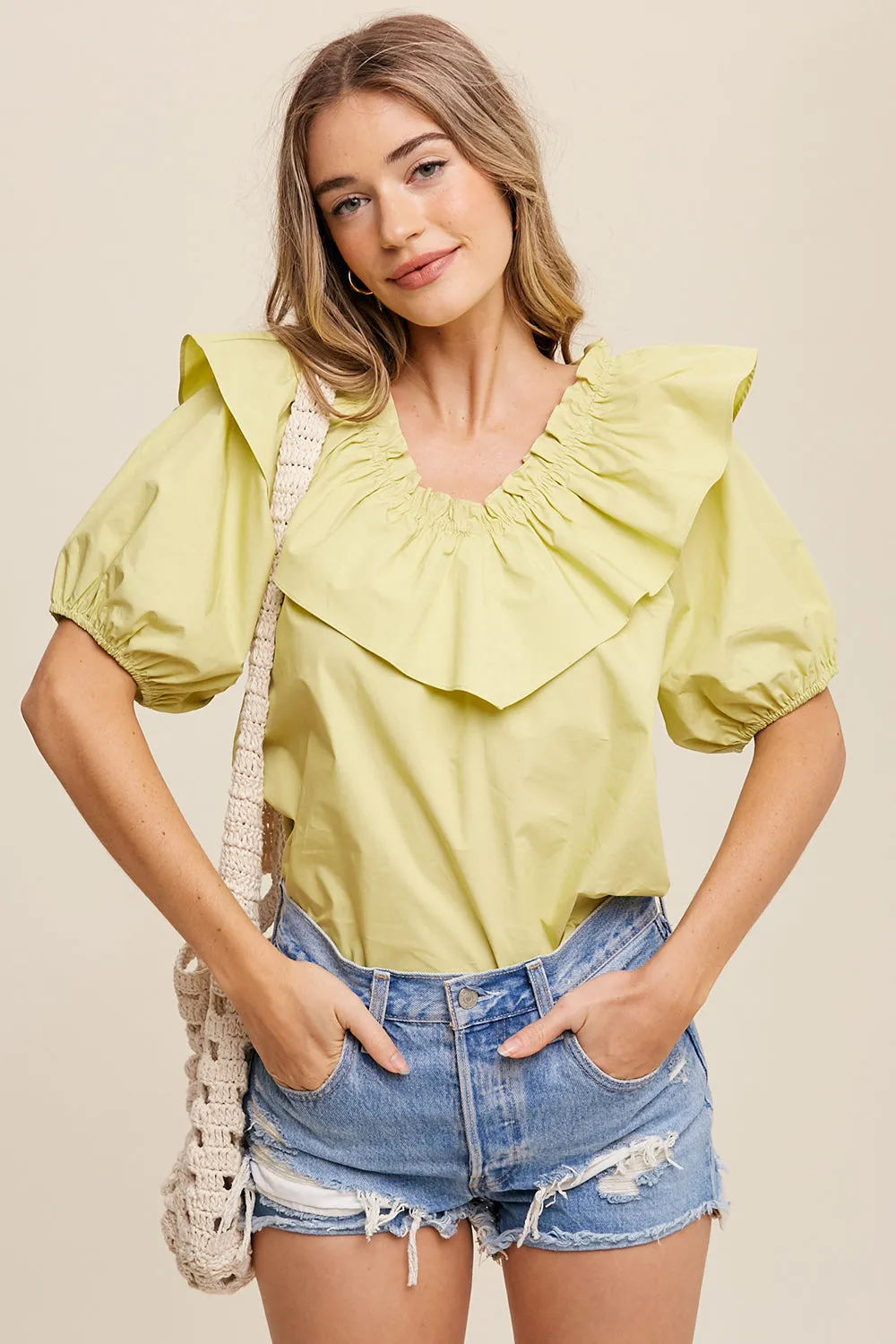 Ruffle V-neck Top