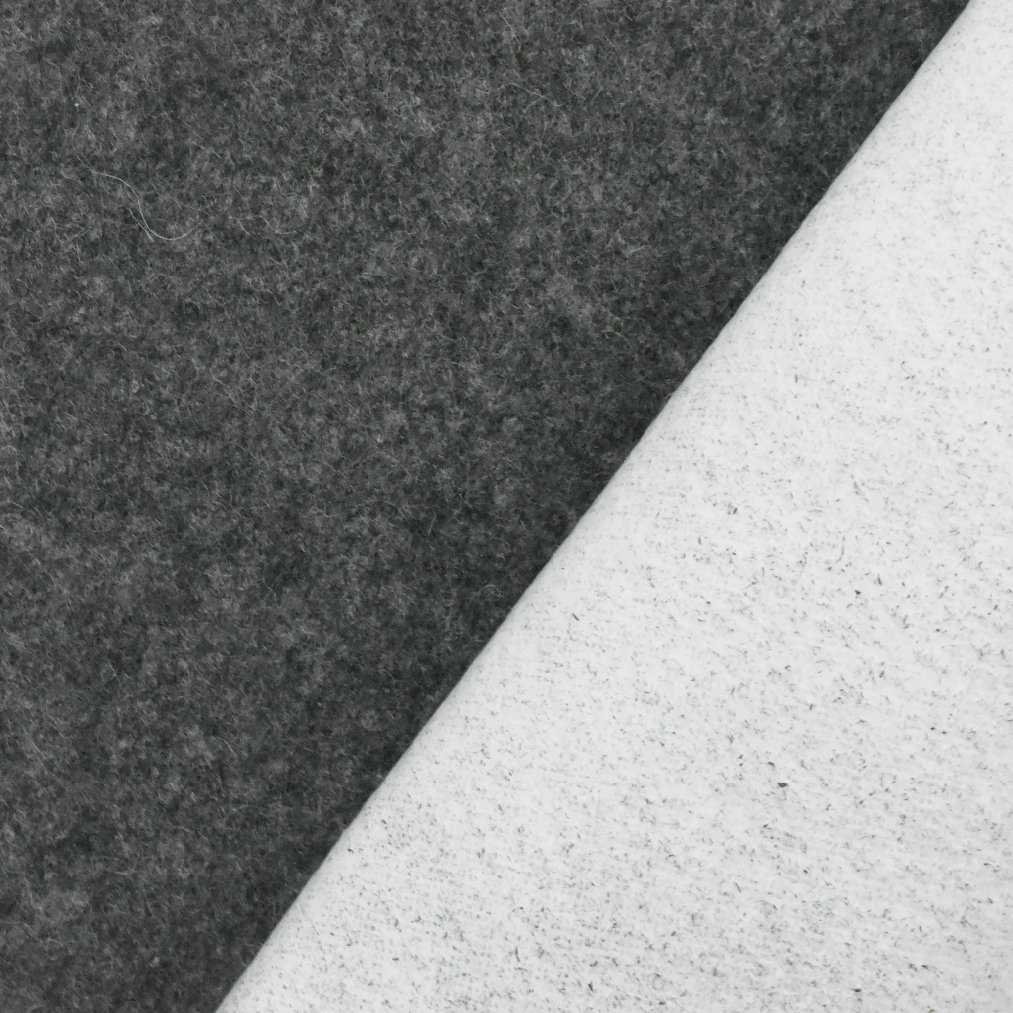 Simple Gray-White Wool Blend Brushed Fused Back Woven Fabric