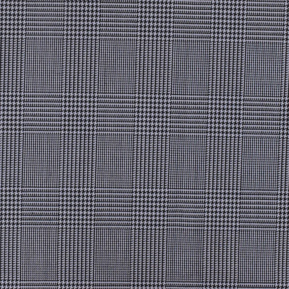 Stone Gray-Black Glen Paid Wool Polyester Twill Woven Suiting Fabric