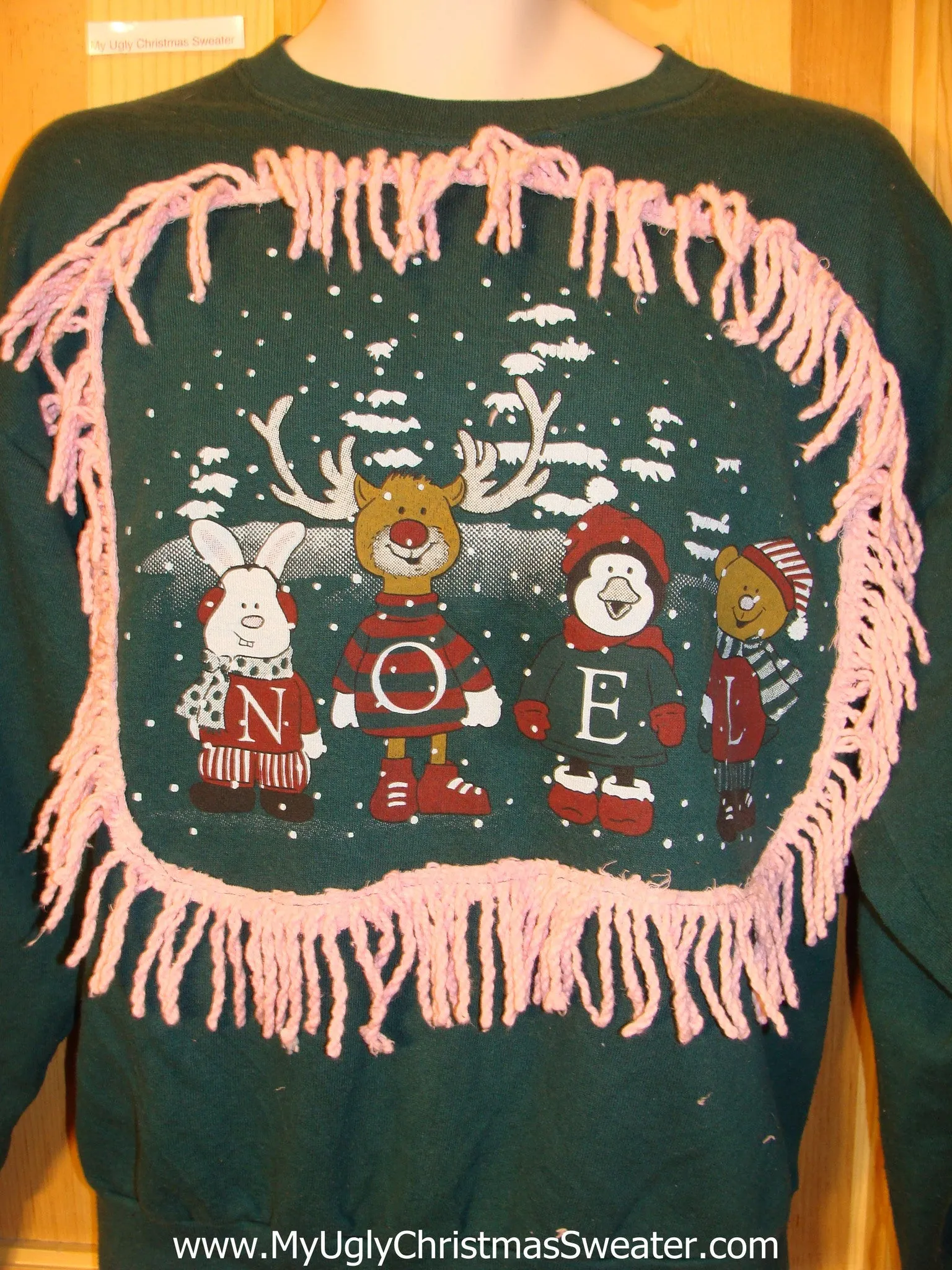 Tacky 80s Christmas Sweatshirt Animals NOEL