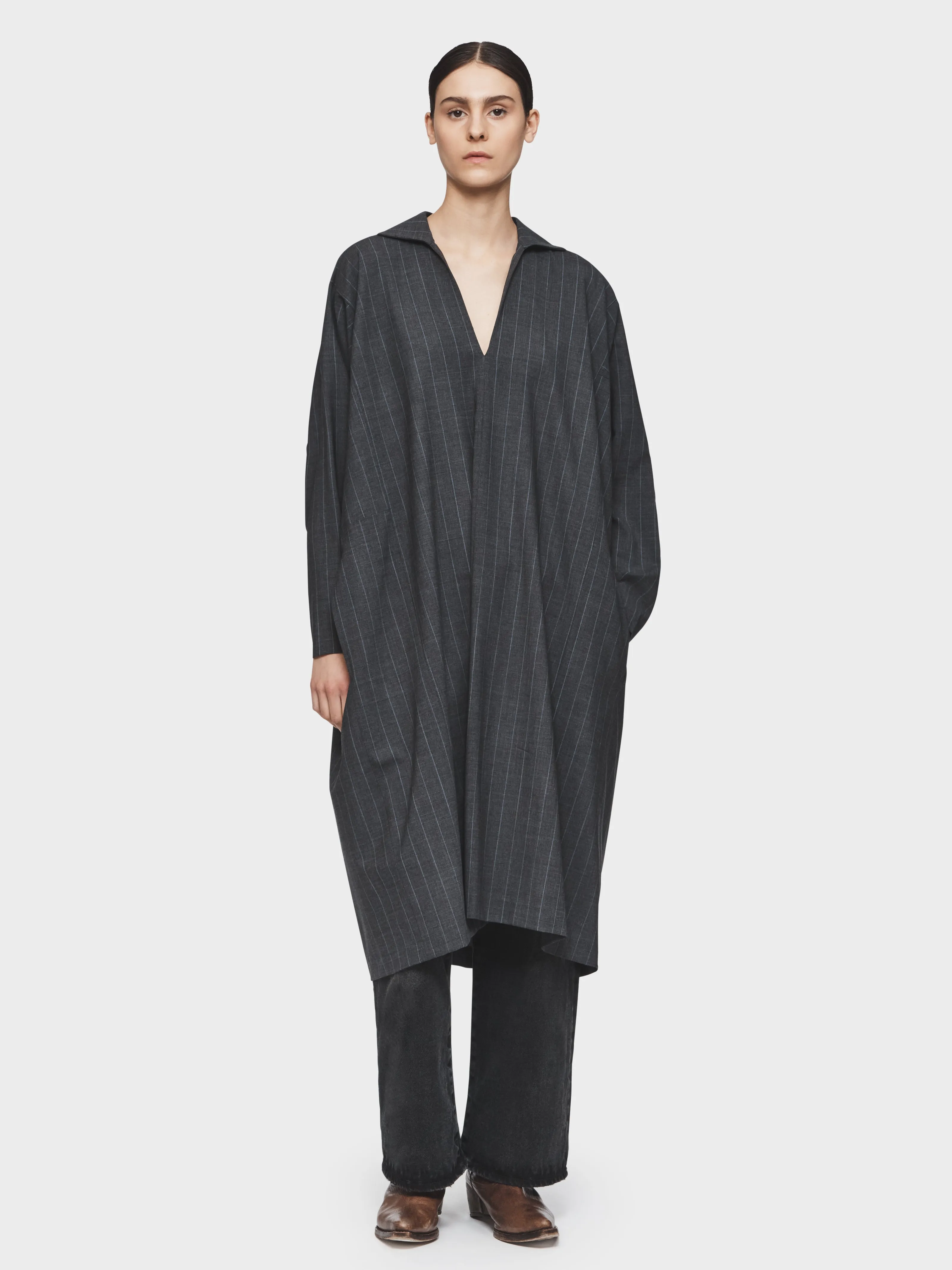 Tailored Kaftan in Charcoal Melange