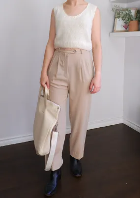 Vintage Courrèges Warm Beige Pleated Trousers - 4