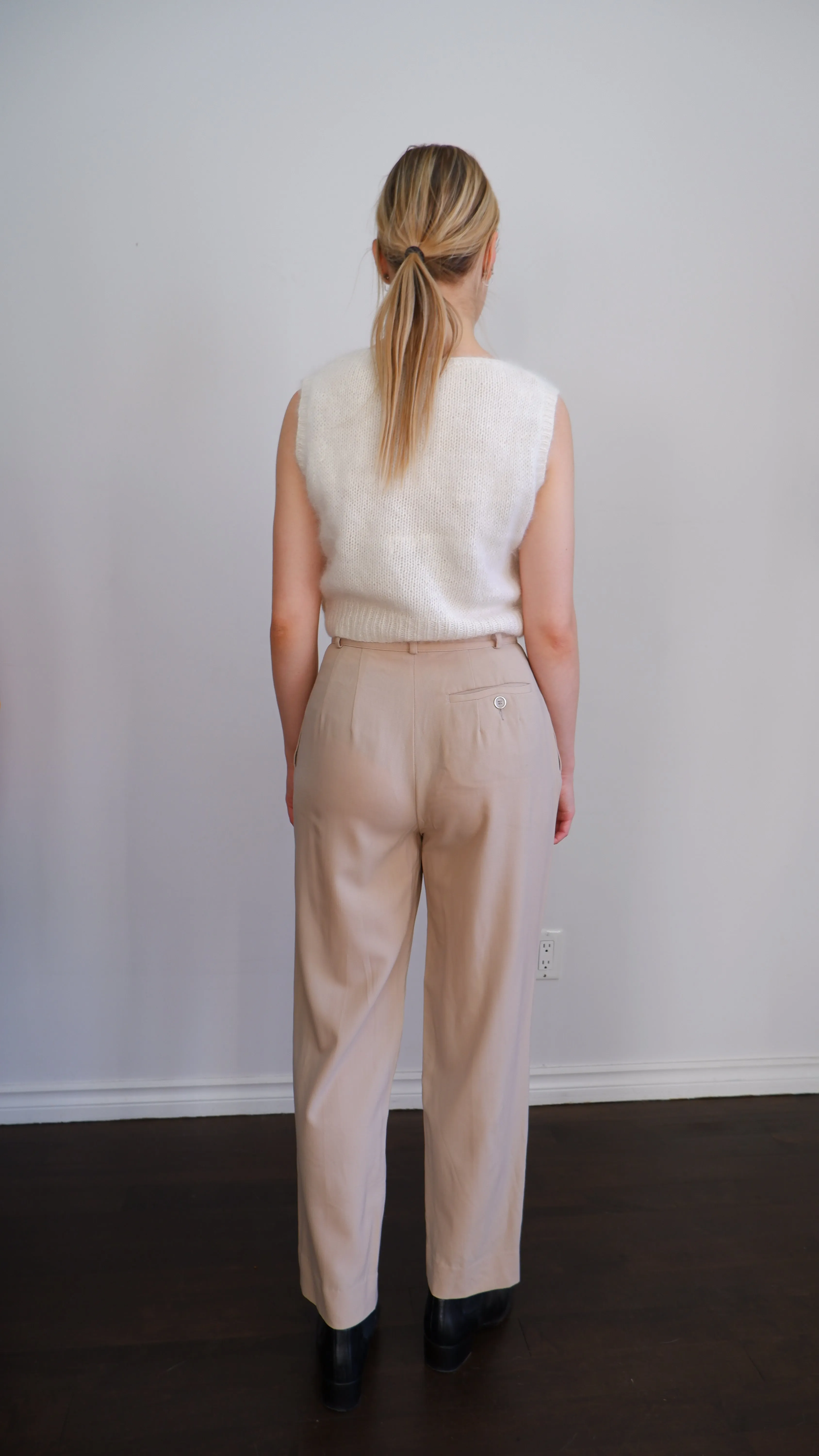 Vintage Courrèges Warm Beige Pleated Trousers - 4