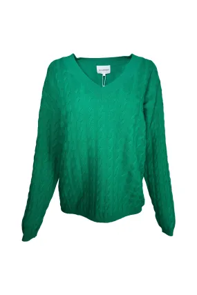 W. Cashmere Stetson Cable Knit V-Neck Pullover 24FHA0101R1 | Green | Clearance Final Sale