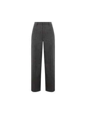 Wide-Leg Herringbone Wool Trousers