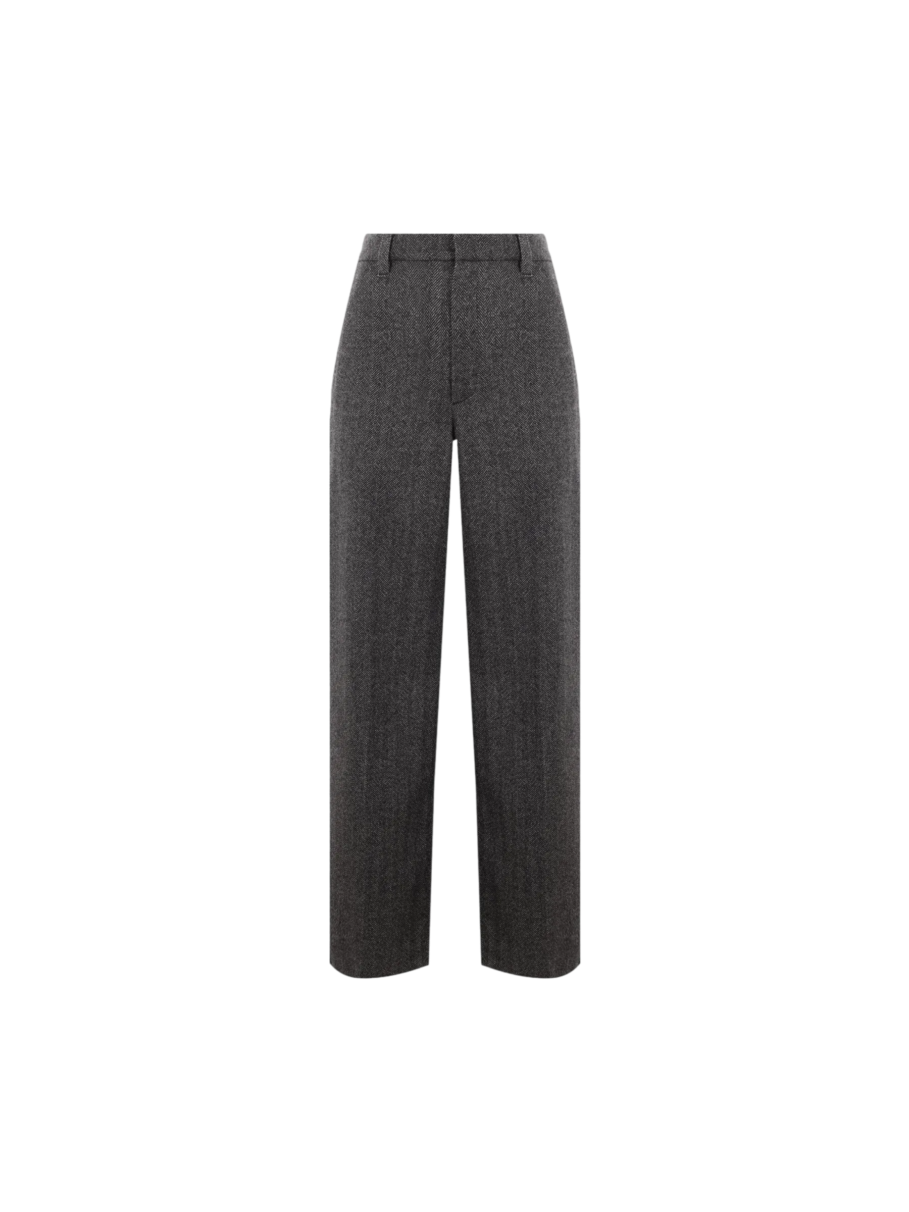 Wide-Leg Herringbone Wool Trousers