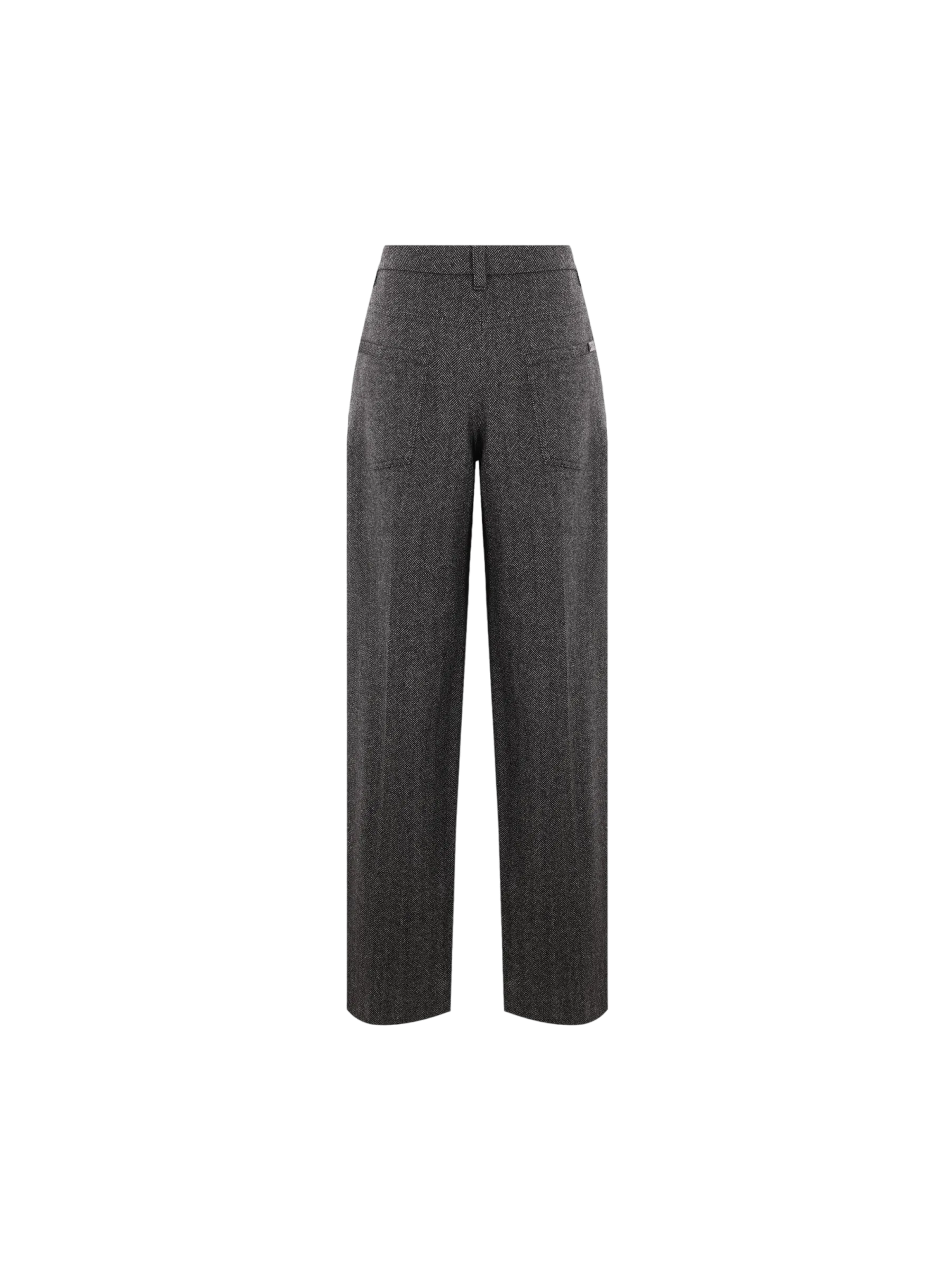 Wide-Leg Herringbone Wool Trousers