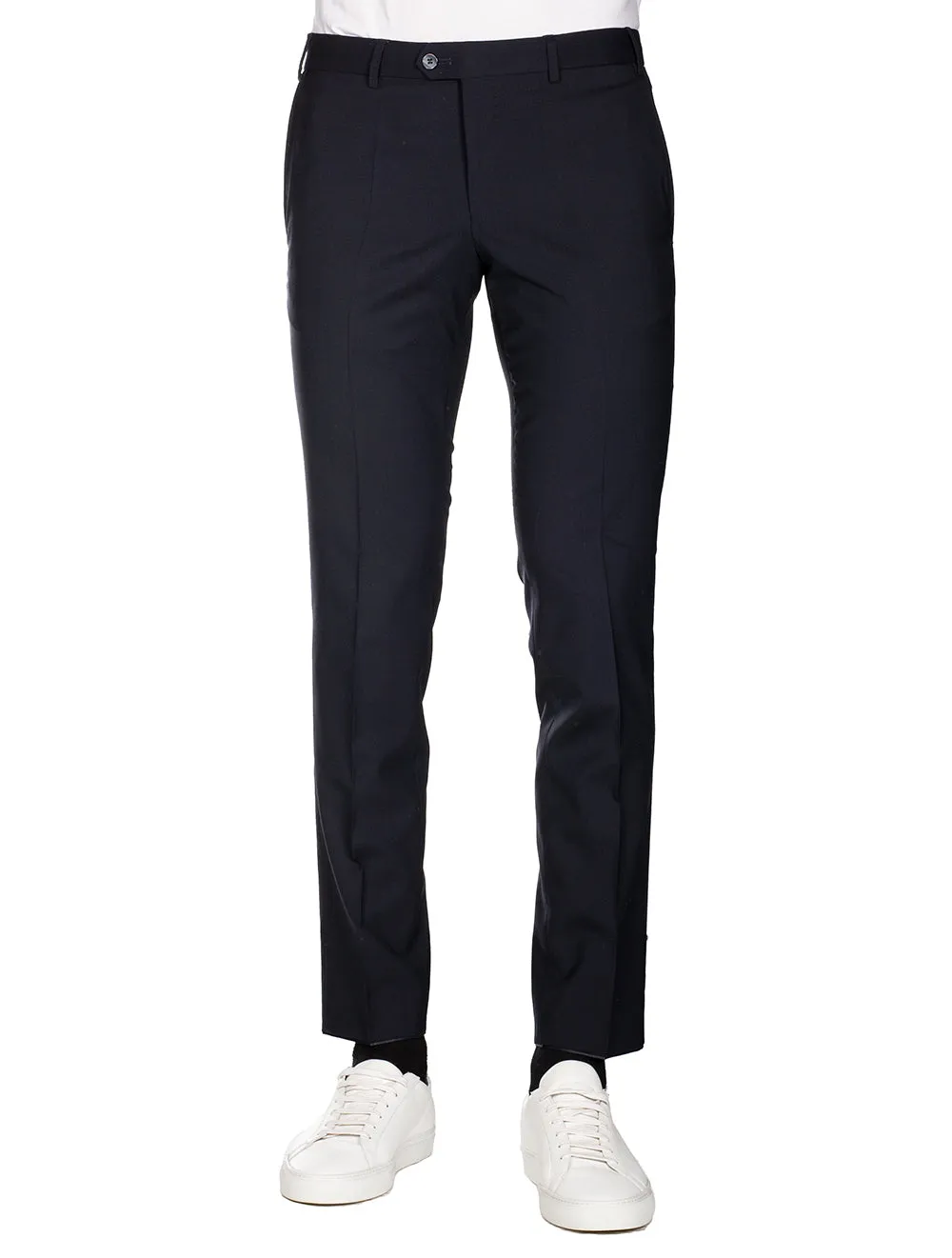 Wool Grey Trousers Navy