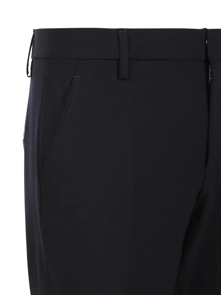 Wool Slim Black Trousers