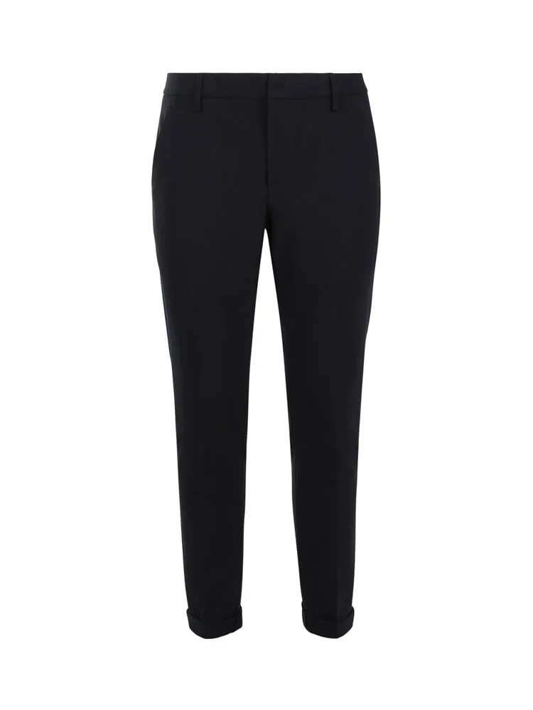 Wool Slim Black Trousers