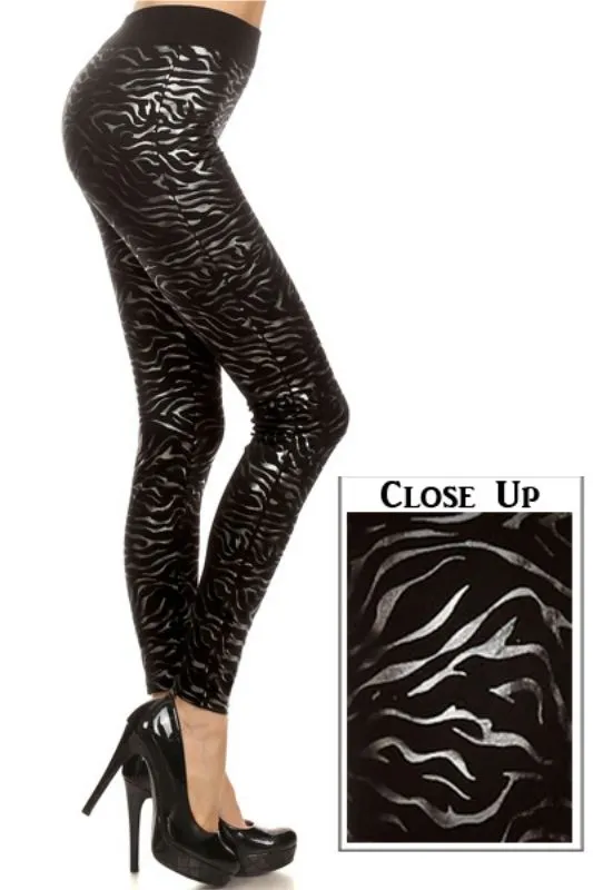 Yelete Fleece Leggings - Foil Print