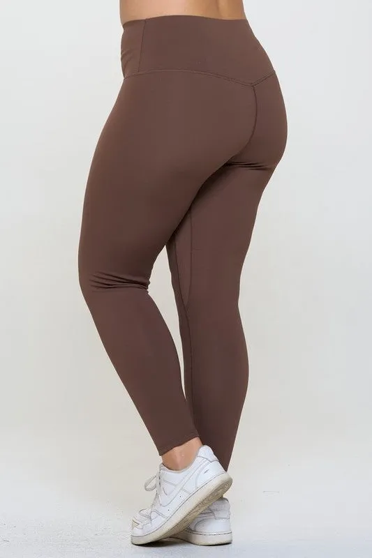 Yelete Fleece Lined High Waisted Leggings Coffee